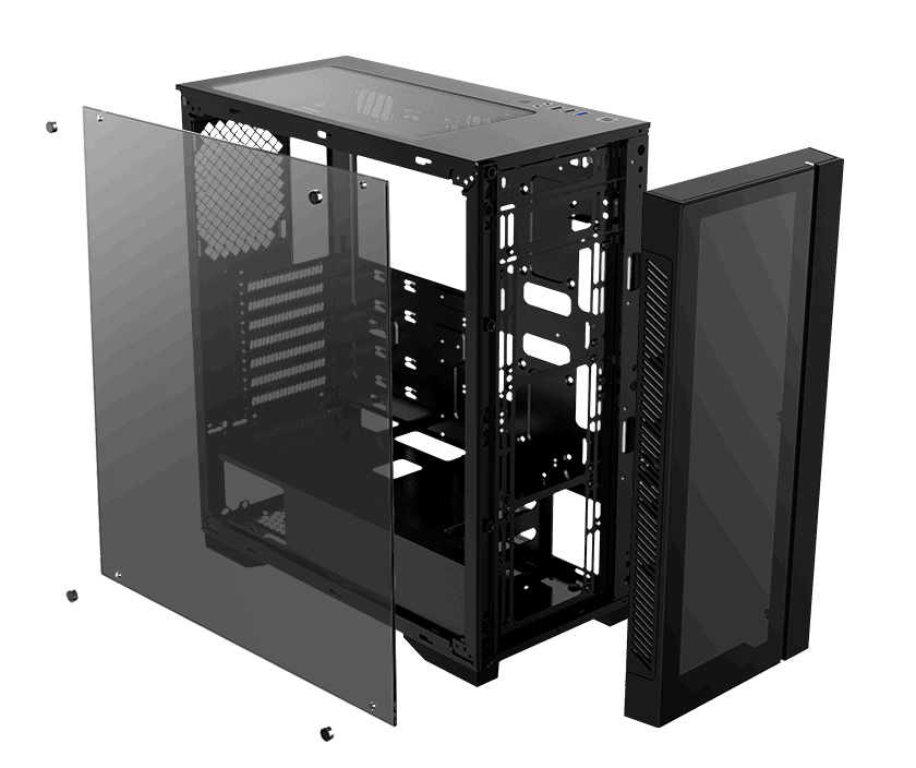 RGB LEDストリップ標準搭載 ミドルタワーケース「MATREXX 55 V3」が